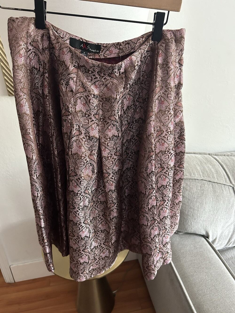 Paisley Brocade Boho Pleated A Line Skirt Size 6